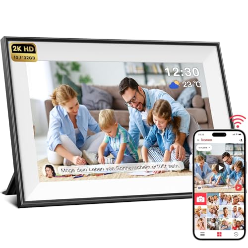 2K HD Digitaler Bilderrahmen WLAN, 10,1 Zoll 32 GB LED Bilderrahmen mit IPS-Touchscreen & Kalender Wetter, Auto-Rotat Digital Frame, Teilen Sie Fotos und Videos mit Ton Sofort über FRAMEO von überall 2K HD Digitaler Bilderrahmen WLAN, 10,1 Zoll 32 GB LED Bilderrahmen mit IPS-Touchscreen & Kalender Wetter, Auto-Rotat Digital Frame, Teilen Sie Fotos und Videos mit Ton Sofort über FRAMEO von überall von Mejasg