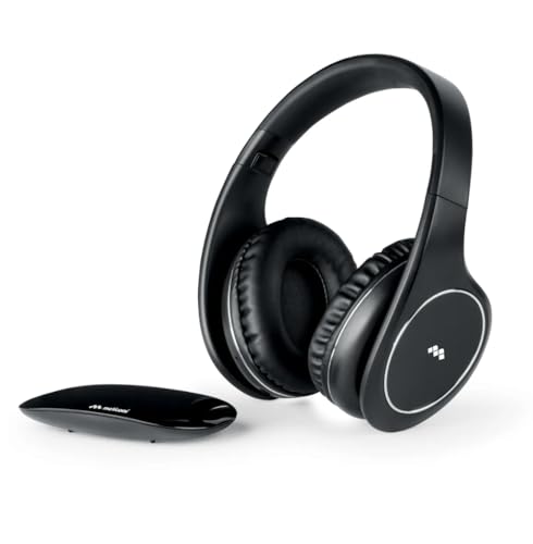 Meliconi, Digital Smart, Bluetooth Kopfhörer, Ergonomische Wireless TV Kopfhörer, Kompakte USB-Basis und langlebige Batterie, 2 Übertragungskanäle, mit AUX-Kabel und Toslink-Eingang verwendbar von Meliconi