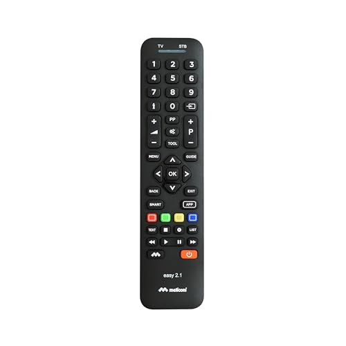 Meliconi Easy 2.1 Universal 2-in-1 Fernbedienung, ersetzt und kombiniert die Fernbedienungen von 1 TV und 1 Decoder, volles Tastenfeld, spezielle Tasten für Smart TV. Meliconi Easy 2.1 Universal 2-in-1 Fernbedienung, ersetzt und kombiniert die Fernbedienungen von 1 TV und 1 Decoder, volles Tastenfeld, spezielle Tasten für Smart TV. von Meliconi