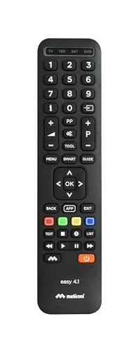 Meliconi Easy 4.1, Universal 4-in-1 Fernbedienung, Kompatibel mit Samsung, LG und Sony und Anderen Herstellern, für 4 Geräte, für TV, Set-Top-Box, Satellit, DVD und Blu-ray, Infrarot von Meliconi