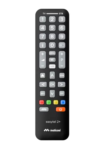 Meliconi Easytel 2+, Universal 2-in-1 Fernbedienung, Fernbedienung Kompatibel mit Samsung, LG und Sony und Anderen Marken, Ersetzt Fernbedienungen für 2 Geräte, TV, Digital- und Satellitendecoder Meliconi Easytel 2+, Universal 2-in-1 Fernbedienung, Fernbedienung Kompatibel mit Samsung, LG und Sony und Anderen Marken, Ersetzt Fernbedienungen für 2 Geräte, TV, Digital- und Satellitendecoder von Meliconi