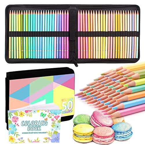 Melifluo 50 Macaron Buntstifte Set, Pastellstifte Buntstifte für Erwachsene zum Ausmalen von Künstlern zum Zeichnen und Skizzieren mit Reißverschlussetui Melifluo 50 Macaron Buntstifte Set, Pastellstifte Buntstifte für Erwachsene zum Ausmalen von Künstlern zum Zeichnen und Skizzieren mit Reißverschlussetui von Melifluo