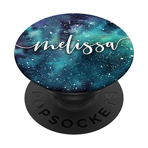 Melissa Namen Personalisiertes - Weltraum Galaxy Motif PopSockets PopGrip: Ausziehbarer Sockel und Griff für Handys/Tablets mit Tauschbarem Top von Melissa Personalisierte Namen Geschenken