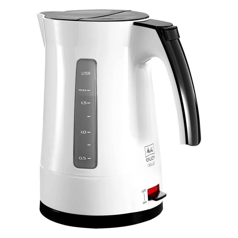 Melitta Enjoy Aqua Wei? | Wasserkocher | 1.7 L Fassungsverm?gen | 2400 Watt | Hochglanz-Optik | Klappdeckel | 360?C Basisstation | Kabelaufwicklung von Melitta