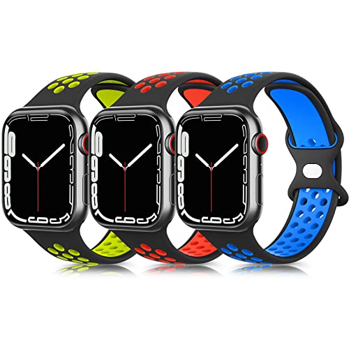 Meliya 3 Pack Armband Kompatibel mit Apple Watch Armband 38mm 40mm 41mm 42mm 44mm 45mm, Weiches Silikon Sport Ersatzarmband für iWatch Series 8 7 SE 6 5 4 3 2 1 von Meliya