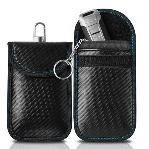 Meliya Autoschlüssel-Signalblocker, Faraday-Tasche, RFID-Schlüsseltasche, schlüsselloser Auto-Blocker, blockierendes Signal, schlüsselloser Zugang, Autoschlüssel-Hülle (blau) von Meliya