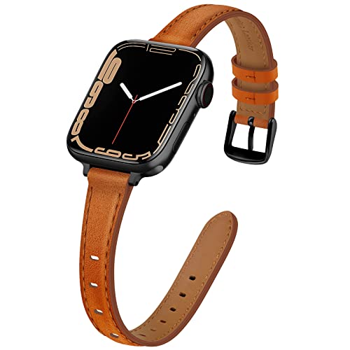 Meliya Lederarmband Kompatibel mit Apple Watch Armband 41mm 40mm 38mm 45mm 44mm 42mm, Leder Ersatzband Kompatibel für iWatch Series 8 7 6 5 4 3 2 1 SE (38mm/40mm/41mm, Braun) von Meliya