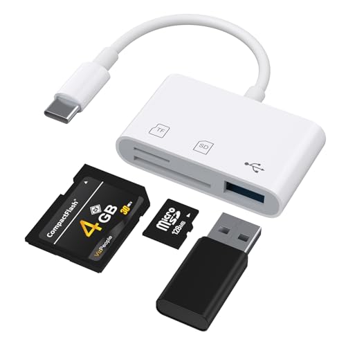 Meliya SD Kartenleser für iPhone iPad, USB C 3.0 Port Speicherkartenleser Adapter, 3 in 1 Kamera Kartenbetrachter mit SD & TF Kartensteckplatz für Macbook/Android Handys, Plug and Play von Meliya