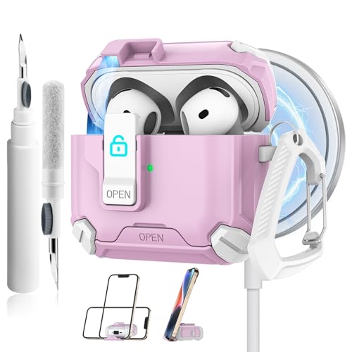 Meliya Schutzhülle für AirPods der 4. Generation, magnetisch, automatisches Schloss mit Handy-Ständer und Reinigungsset, kompatibel mit MagSafe, robuste Hülle, stoßfeste Schutzhülle für AirPods 4 Meliya Schutzhülle für AirPods der 4. Generation, magnetisch, automatisches Schloss mit Handy-Ständer und Reinigungsset, kompatibel mit MagSafe, robuste Hülle, stoßfeste Schutzhülle für AirPods 4 von Meliya