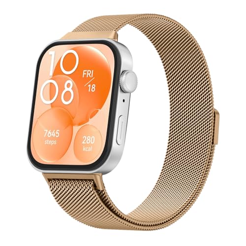 Meliya für Huawei Watch Fit 3 Armband Damen Herren, Edelstahl Uhrenarmband Metall Mesh Ersatzarmbänder mit Magnetverschluss für Huawei Fit 3 Armband Herren Damen von Meliya