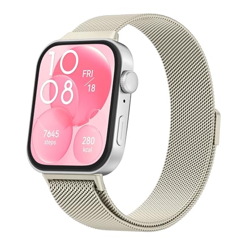 Meliya für Huawei Watch Fit 3 Armband Damen Herren, Edelstahl Uhrenarmband Metall Mesh Ersatzarmbänder mit Magnetverschluss für Huawei Fit 3 Armband Herren Damen von Meliya