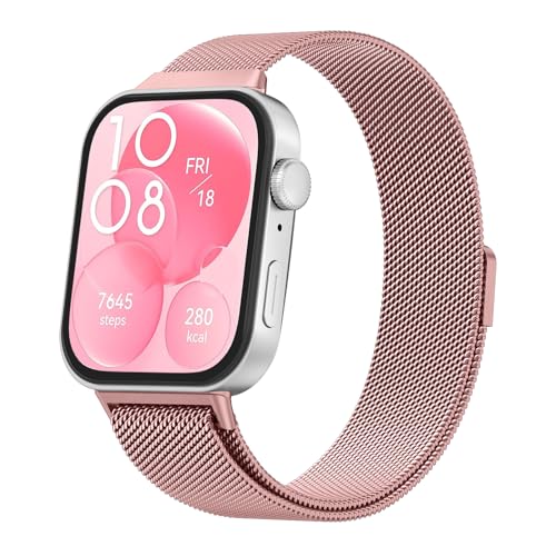 Meliya für Huawei Watch Fit 3 Armband Damen Herren, Edelstahl Uhrenarmband Metall Mesh Ersatzarmbänder mit Magnetverschluss für Huawei Fit 3 Armband Herren Damen von Meliya