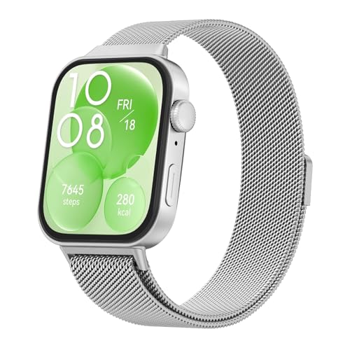 Meliya für Huawei Watch Fit 3 Armband Damen Herren, Edelstahl Uhrenarmband Metall Mesh Ersatzarmbänder mit Magnetverschluss für Huawei Fit 3 Armband Herren Damen von Meliya