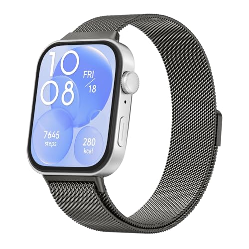 Meliya für Huawei Watch Fit 3 Armband Damen Herren, Edelstahl Uhrenarmband Metall Mesh Ersatzarmbänder mit Magnetverschluss für Huawei Fit 3 Armband Herren Damen von Meliya