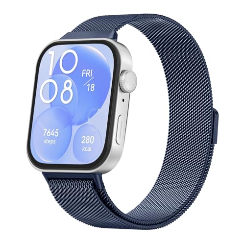 Meliya für Huawei Watch Fit 3 Armband Damen Herren, Edelstahl Uhrenarmband Metall Mesh Ersatzarmbänder mit Magnetverschluss für Huawei Fit 3 Armband Herren Damen von Meliya