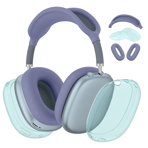 Silikon-Schutzhülle für AirPods Max Kopfhörer, klare weiche TPU-Ohrmuscheln / Ohrpolster / Kopfbandabdeckung für Apple AirPods Max (2024/2020) (klares Blau) von Meliya