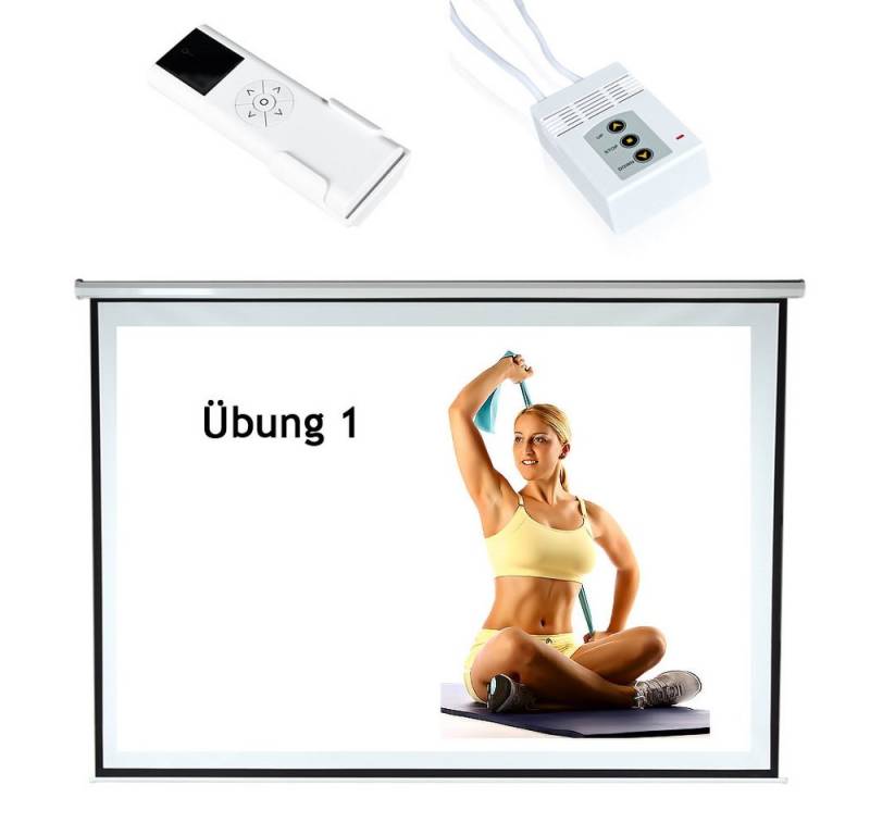 Melko Leinwand Beamerleinwand Heimkino 120" Motor inkl FFB 16:9 4:3 1:1 Motorleinwand (HDTV tauglich) von Melko