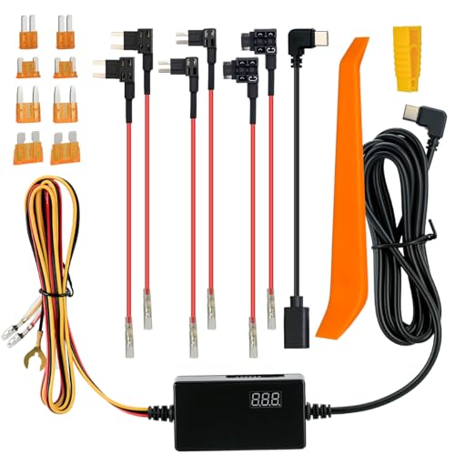 Mellbree USB-C-Anschluss für Armaturenbrettkamera, Hardwire-Set, Typ-C, USB-Festdraht-Set, 12 V-30 V bis 5 V, Hardwire-Kit mit Niederspannungsschutz, 3,2 m Dashcam-Ladegerät, Netzkabel für Dashcam Mellbree USB-C-Anschluss für Armaturenbrettkamera, Hardwire-Set, Typ-C, USB-Festdraht-Set, 12 V-30 V bis 5 V, Hardwire-Kit mit Niederspannungsschutz, 3,2 m Dashcam-Ladegerät, Netzkabel für Dashcam von Mellbree