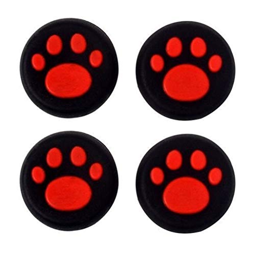 Silikon-Thumbstick-Kappe für PS4 PS3 Xbox One PS2 Xbox 360 Gamecontroller Red Cat Dog Paw 4PCS von Melody Sophia