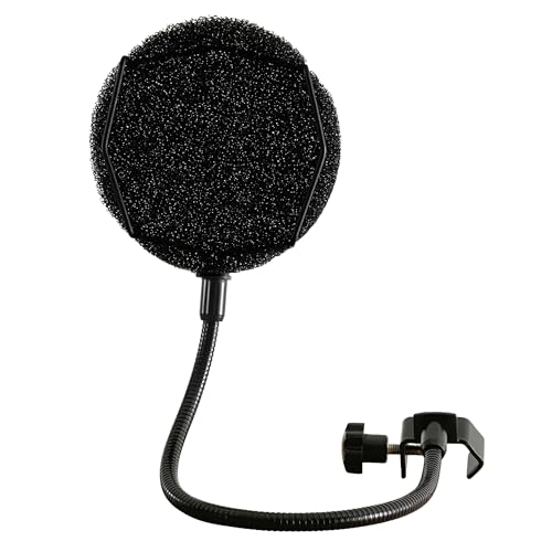 Melon Audio Pop-Filter für Mikrofon – Schwamm-geschichteter Pop-Windschutz mit verbessertem, flexiblem 360° Schwanenhals-Clip, Metallarm (inkl. extra Filter) von Melon Audio