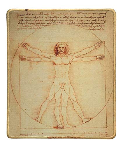 Art Mousepad - Naturkautschuk-Mauspad mit berühmtem Gemälde des vitruvianischen Mannes von Leonardo da Vinci - Genähte Kanten, 9,6 x 8,8 inch Art Mousepad - Naturkautschuk-Mauspad mit berühmtem Gemälde des vitruvianischen Mannes von Leonardo da Vinci - Genähte Kanten, 9,6 x 8,8 inch von Melyaxu