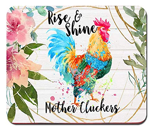 Farm Animals Chicken Mouse Pad Lustiges Zitat Rise and Shine Mother Cluckers Aquarell Blumen Mousepad Geschenk für Mutter Bauer Geschenke, 9.6x8.8 inch von Melyaxu