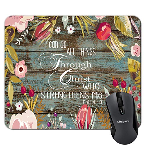 Mauspad mit Bibelvers und Zitaten – I can do all things through Christus who strengthens Me Philippians 4–13 Mauspad, Vintage-Design, rustikal, altes Holz, kreisförmig von Melyaxu