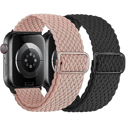 Melyolpd Geflochtenes Solo Loop Armband Kompatibel mit Apple Watch Armband 38mm 40mm 41mm,Elastisches Nylon Armband für Apple Watch Series 9/8/7/6/5/4/3/2/1/Ultra/SE, für Männer und Frauen, 2 Stück. von Melyolpd