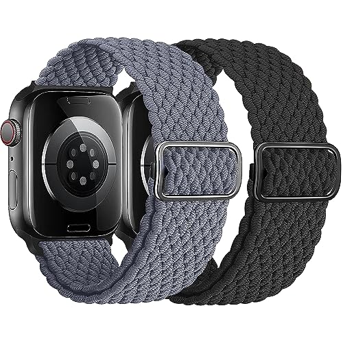 Melyolpd Geflochtenes Solo Loop Armband Kompatibel mit Apple Watch Armband 42mm 44mm 45mm 49mm,Elastisches Nylon Armband für Apple Watch Series 9/8/7/6/5/4/3/2/1/Ultra/SE, für Männer/Frauen, 2 Stück. von Melyolpd