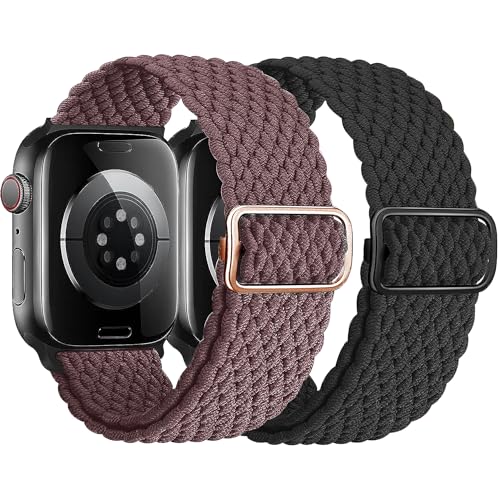 Melyolpd Geflochtens Solo Loop band Kompatibel mit Apple Watch Armband 38mm 40mm 41mm, Elastisches Nylon Armband für Apple Watch Series 9/8/7/6/5/4/3/2/1/Ultra/SE, für Männer und Frauen, 2 Stück. von Melyolpd