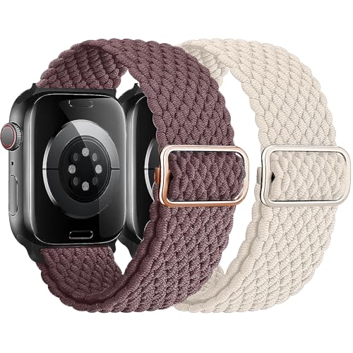 Melyolpd Geflochtens Solo Loop band Kompatibel mit Apple Watch Armband 42mm 44mm 45mm 49mm, Elastisches Nylon Armband für Apple Watch Series 9/8/7/6/5/4/3/2/1/Ultra/SE, für Männer und Frauen, 2 Stück. von Melyolpd