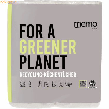 memo Küchenrolle Recycling Strong & Dry H2171 3-lagig 102 Blatt 2 Role memo Küchenrolle Recycling Strong & Dry H2171 3-lagig 102 Blatt 2 Role von Memo