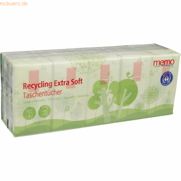 memo Taschentücher Recycling Extra Soft H1055 4-lagig 15x10 Stück memo Taschentücher Recycling Extra Soft H1055 4-lagig 15x10 Stück von Memo