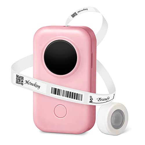 D30 Etikettendrucker Bluetooth - Beschriftungsgerät Selbstklebend Kompatibel Mit iOS & Android, Tragbarer Etikettiergerät Mini Für Für Geschenk-, Heim und Büromarker mit 1 Rolle 12 x 40 mm Etiketten von Memoking