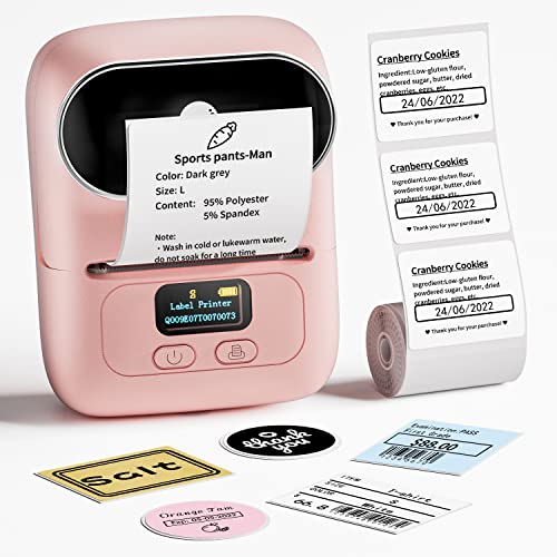 Memoking Label Machine M110, Label Maker Kompatibel mit Phomemo, Bluetooth Sticker Maker mit 1 Etikett, Verwendung zu Hause, im Geschäft, im Büro, Pink von Memoking