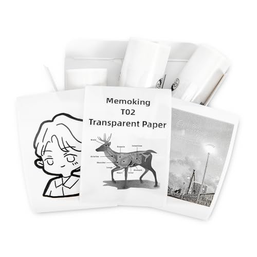 Memoking T02 Thermoetiketten des Papiers T02, klares und transparentes Papier, 3-Rollen von Memoking