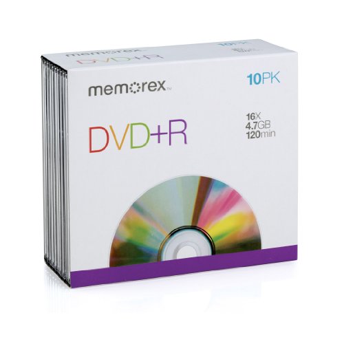 DVD+R Discs, 4.7GB, 16x, w/Slim Jewel Cases, Silver, 10/Pack DVD+R Discs, 4.7GB, 16x, w/Slim Jewel Cases, Silver, 10/Pack von Memorex