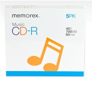 Memorex 40 x Einmal beschreibbare CD-R für Audio, 5 Stück, Jewel Cases Memorex 40 x Einmal beschreibbare CD-R für Audio, 5 Stück, Jewel Cases von Memorex