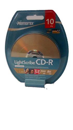 Memorex CD-R 80 LightScribe 10 Pack CD-R 700 MB 10 – CD-RW (CD-R, 700 MB, 10, 52 x, 120 mm, 80 min) von Memorex