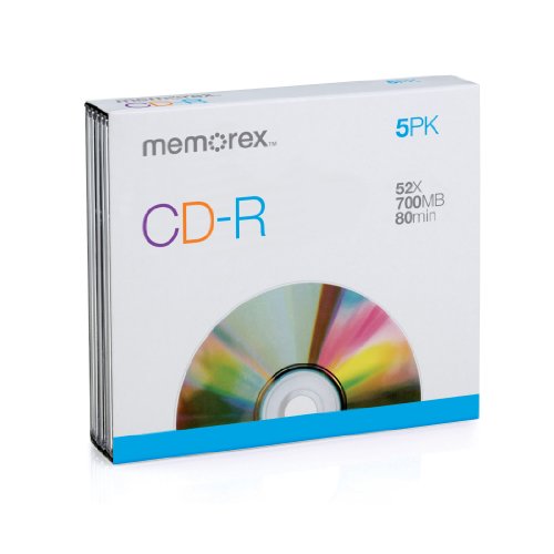 Memorex CD-R 80 Slimline Jewel Case 5 Pack CD-RW in Schmuckbox von Memorex