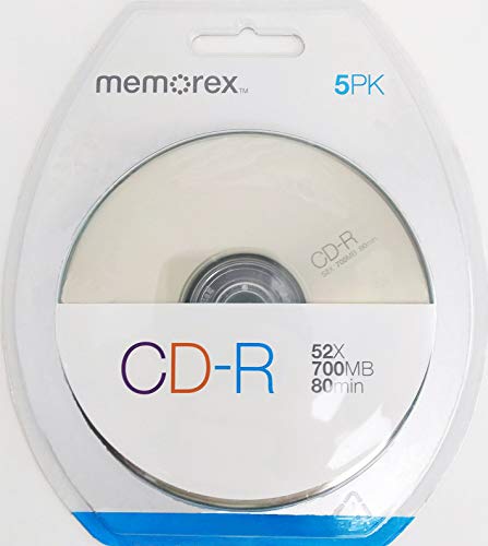 Memorex CD-R 80 Spindle 5 Pack Blister 700 MB 5 – CD-RW (CD-R, 700 MB, 5 ÷ 120 mm, 80 min, 52 x) von Memorex