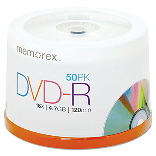 Memorex DVD-R Discs, 4.7 GB, 16 x, Spindel, Silber, 50/Pack von Memorex