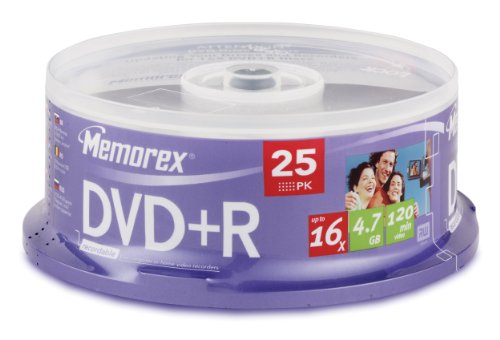 Memorex M00588 DVD+R Rohling bedruckbar in Cakebox (25 Stück) 16x Speed von Memorex