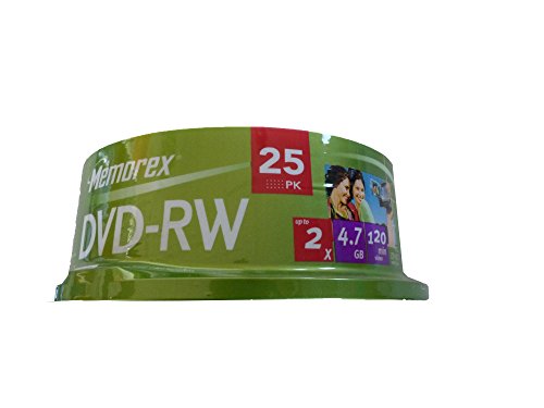 Memorex M00625 wiederbeschreibbarer DVD-RW Rohling 4,7 GB in Cakebox (25 Stück) 2x Speed von Memorex