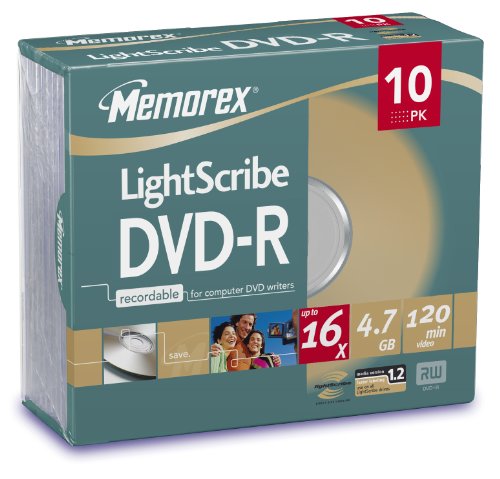 Memorex Medien M00707 DVD-R Rohlinge (16x Speed, 4,7GB, 10-er Spindel) von Memorex