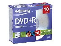 Memorex Professional DVD+R 4.7GB 16x 10er Pack Slim Case DVD-Rohlinge Memorex Professional DVD+R 4.7GB 16x 10er Pack Slim Case DVD-Rohlinge von Memorex
