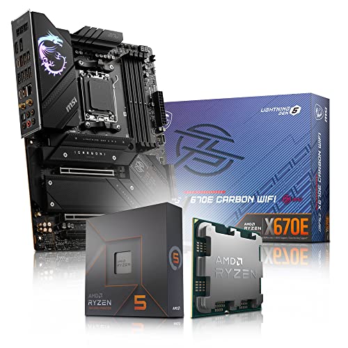 Memory PC Aufrüst-Kit Bundle AMD Ryzen 5 8500G 6X 3.5 GHz Prozessor, MSI MPG X670E Carbon WiFi Mainboard (Komplett fertig zusammengebaut inkl. Bios Update und Funktionskontrolle) von Memory PC