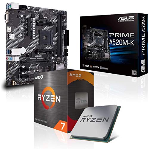 Aufrüst-Kit Bundle AMD Ryzen 7 5800X 8X 3.8 GHz Prozessor, A520M-K Mainboard (Komplett fertig zusammengebaut inkl. Bios Update und Funktionskontrolle) von Memory PC