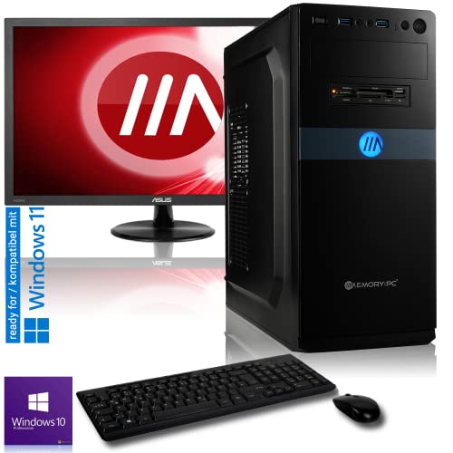 Komplett PC G5900 2X 3.40 GHz, 16 GB DDR4, 240 GB SSD, UHD Graphics 610, 24 Zoll TFT, Tastatur und Maus, Windows 10 Pro 64bit von Memory PC