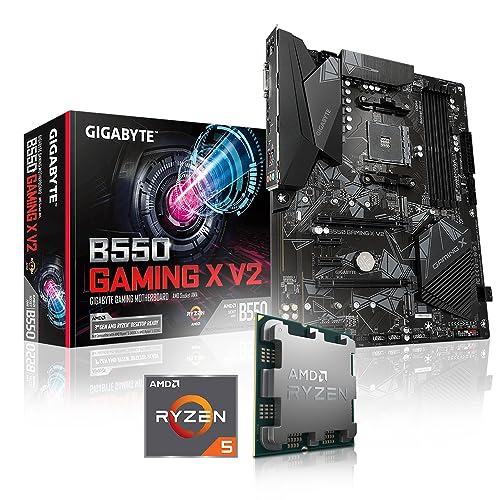 Memory PC Aufrüst-Kit Bundle AMD Ryzen 5 4500 6X 3.6 GHz Prozessor, Gigabyte B550 Gaming X V2 Mainboard (Komplett fertig zusammengebaut inkl. Bios Update und Funktionskontrolle) von Memory PC